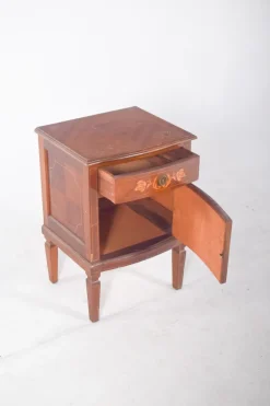 Pamono Portuguese Bedside Table with Marquetry Work, 1920s New