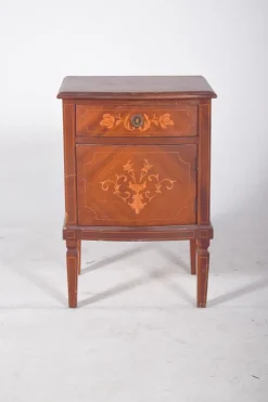 Pamono Portuguese Bedside Table with Marquetry Work, 1920s New