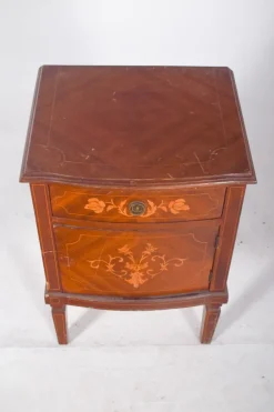 Pamono Portuguese Bedside Table with Marquetry Work, 1920s New