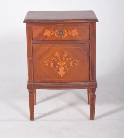 Pamono Portuguese Bedside Table with Marquetry Work, 1920s New