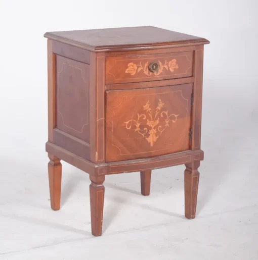 Pamono Portuguese Bedside Table with Marquetry Work, 1920s New