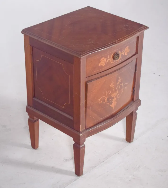 Pamono Portuguese Bedside Table with Marquetry Work, 1920s New