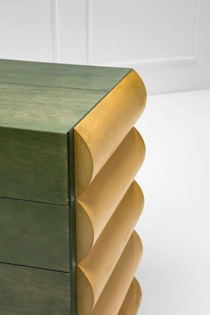 Pamono Postmodern Architectural Chest of Drawers in Natural Wood and Aniline-Stained Wood, 1980s Outlet