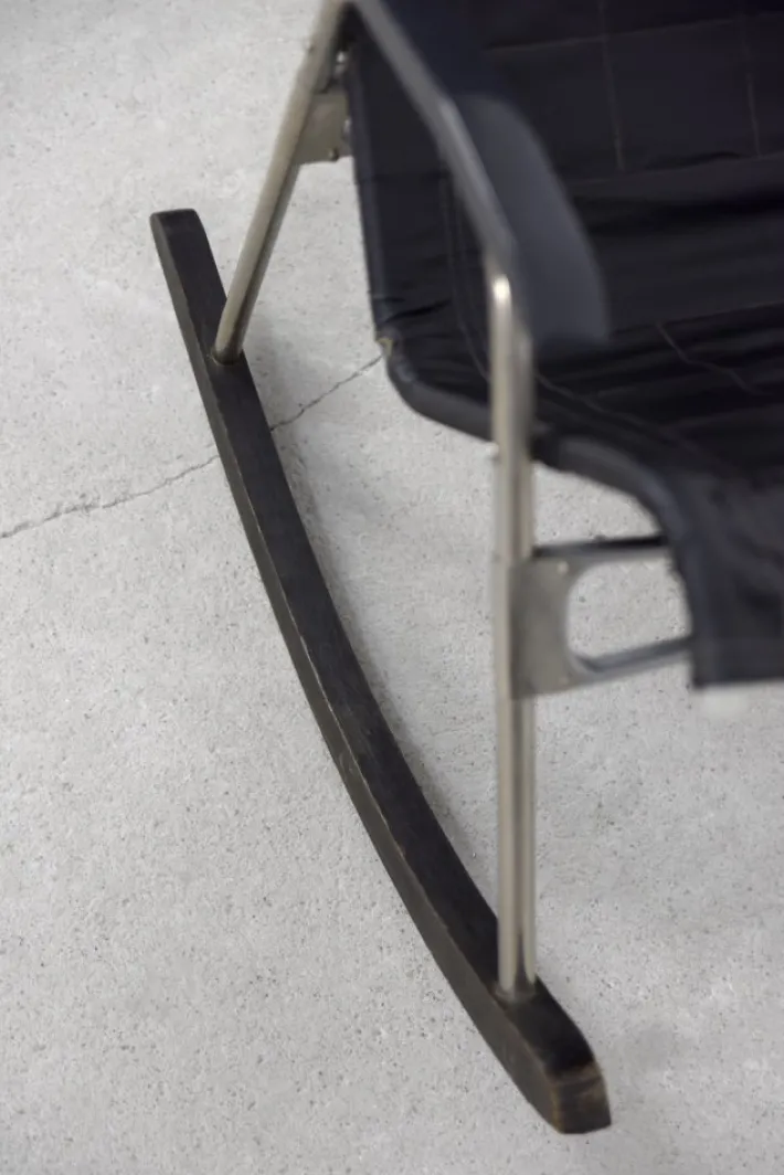 Pamono Postmodern Black Leather Rocking Chair by Takeshi Nii, 1950s Best