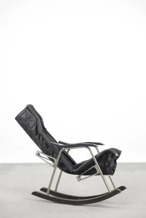 Pamono Postmodern Black Leather Rocking Chair by Takeshi Nii, 1950s Best