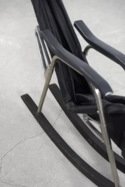 Pamono Postmodern Black Leather Rocking Chair by Takeshi Nii, 1950s Best
