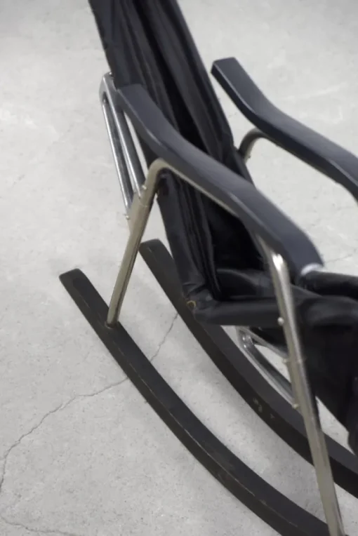 Pamono Postmodern Black Leather Rocking Chair by Takeshi Nii, 1950s Best
