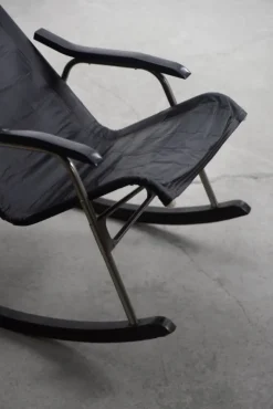 Pamono Postmodern Black Leather Rocking Chair by Takeshi Nii, 1950s Best