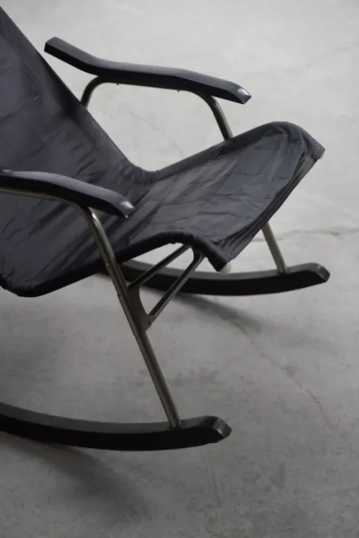 Pamono Postmodern Black Leather Rocking Chair by Takeshi Nii, 1950s Best