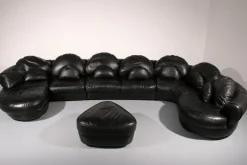 Pamono Post-Modern Black Leather Sectional Sofa, 1980s Best