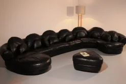Pamono Post-Modern Black Leather Sectional Sofa, 1980s Best
