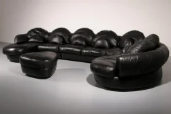 Pamono Post-Modern Black Leather Sectional Sofa, 1980s Best