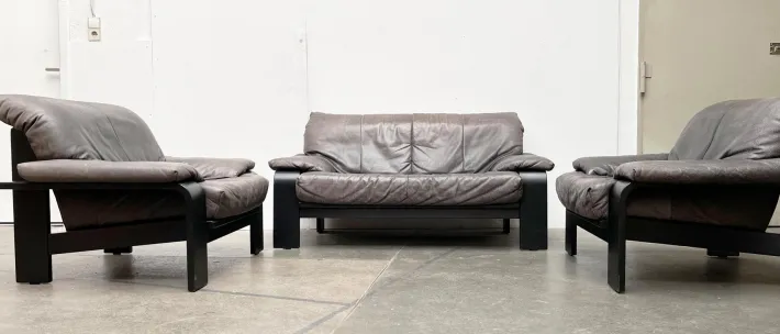 Pamono Postmodern German Brutalist Lounge Armchairs and Sofa by Rolf Benz for Musterring, 1990s, Set of 3 Discount