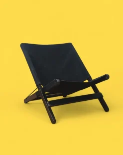 Pamono Postmodern Hestra Folding Lounge Chairs in Black Canvas attributed to Tord Bjorklund for Ikea, 1991, Set of 2 Online