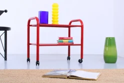 Pamono Postmodern Red Metal Trolley by Habitat, 1980s Outlet