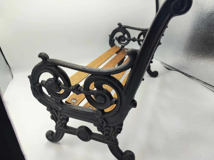 Pamono Pre-War Cast Iron Bench for Doll, 1890s