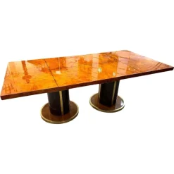 Pamono Radica and Gold Metal Dining Table, 1970s Discount