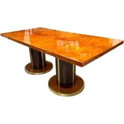 Pamono Radica and Gold Metal Dining Table, 1970s Discount