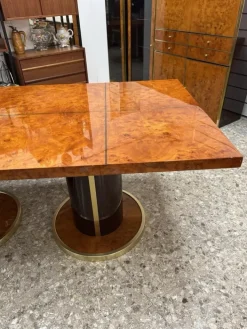 Pamono Radica and Gold Metal Dining Table, 1970s Discount