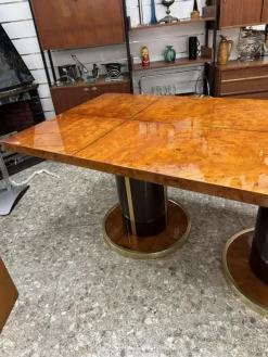 Pamono Radica and Gold Metal Dining Table, 1970s Discount