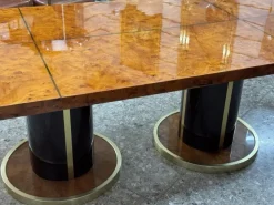 Pamono Radica and Gold Metal Dining Table, 1970s Discount