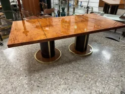 Pamono Radica and Gold Metal Dining Table, 1970s Discount