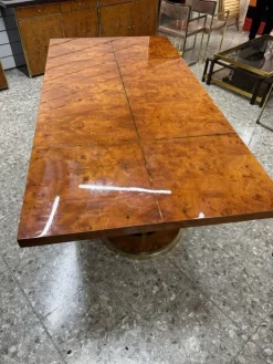 Pamono Radica and Gold Metal Dining Table, 1970s Discount