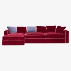 Pamono Rafaella Chaise Sofa in Red and Rusty Velvet from Biosofa Clearance