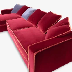 Pamono Rafaella Chaise Sofa in Red and Rusty Velvet from Biosofa Clearance