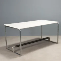 Pamono Rationalist Style Chromed Metal Desk with Lacquered Wood Top, 1960s Discount