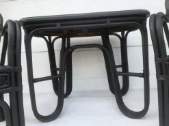 Pamono Rattan and Bamboo Table and Chairs Furniture Set, 1980s, Set of 4 Best
