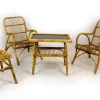 Pamono Rattan Armchairs, Table and Stool, 1960s, Set of 4 Best