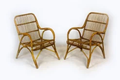 Pamono Rattan Armchairs, Table and Stool, 1960s, Set of 4 Best