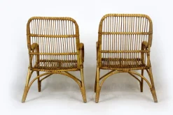 Pamono Rattan Armchairs, Table and Stool, 1960s, Set of 4 Best