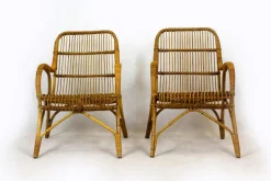 Pamono Rattan Armchairs, Table and Stool, 1960s, Set of 4 Best
