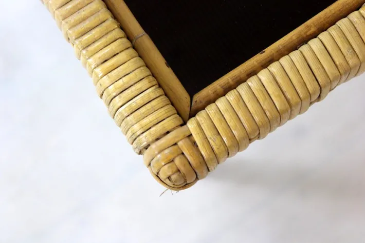 Pamono Rattan Armchairs, Table and Stool, 1960s, Set of 4 Best