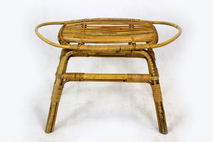 Pamono Rattan Armchairs, Table and Stool, 1960s, Set of 4 Best