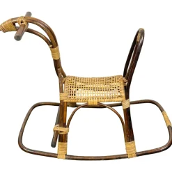 Pamono Rattan Bamboo & Wicker Rocking Horse Toy, Italy, 1960 Online