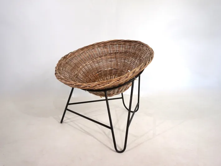 Pamono Rattan Basket Pod Lounge Chair, 1960 Sale