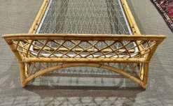 Pamono Rattan Bed with Metal Base, 1960s Hot