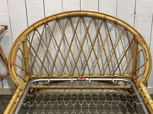 Pamono Rattan Bed with Metal Base, 1960s Hot