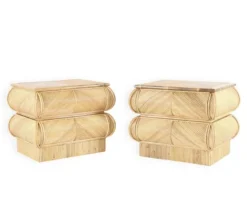Pamono Rattan Bedside Tables, Set of 2 Clearance