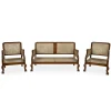 Pamono Rattan Bench & Armchairs, Set of 3 Online