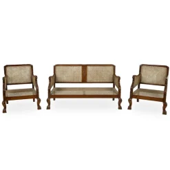 Pamono Rattan Bench & Armchairs, Set of 3 Online