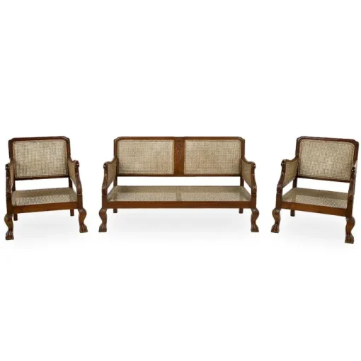 Pamono Rattan Bench & Armchairs, Set of 3 Online