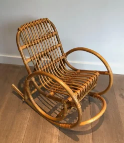 Pamono Rattan Children's Rocking Chair, 1970s Outlet