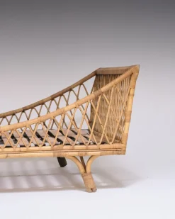 Pamono Rattan Daybed in the style of Jean Royère, 1970s New