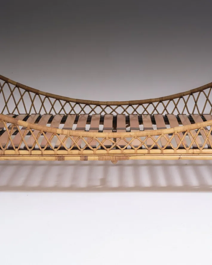 Pamono Rattan Daybed in the style of Jean Royère, 1970s New