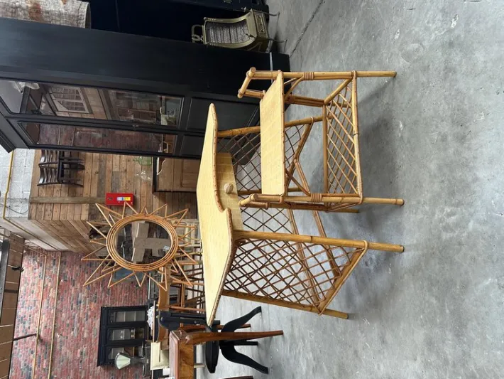 Pamono Rattan Dressing Table & Stool, 1960s, Set of 2 Best