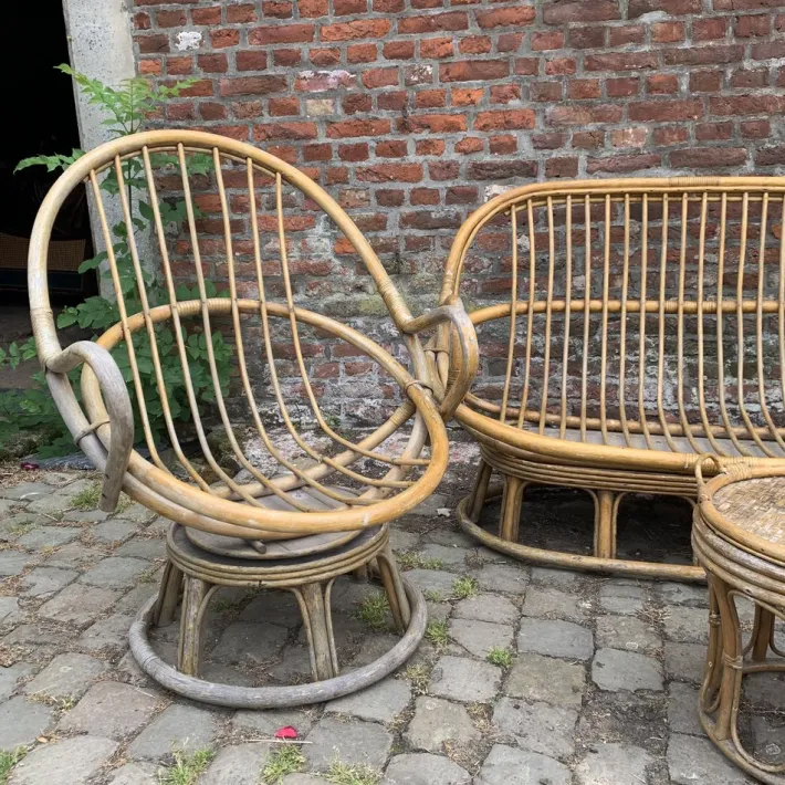 Pamono Rattan Garden Furniture, 1960s, Set of 4 Discount